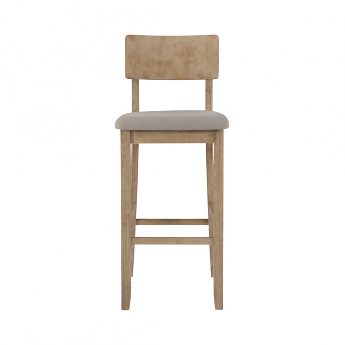 Jorissen Linen-Look Fabric Barstool - Grey