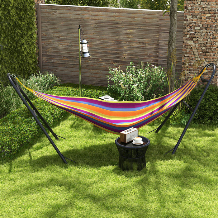 Outsunny Hammock Stand With Adjustable Chains & Hooks, Net Stand, Black