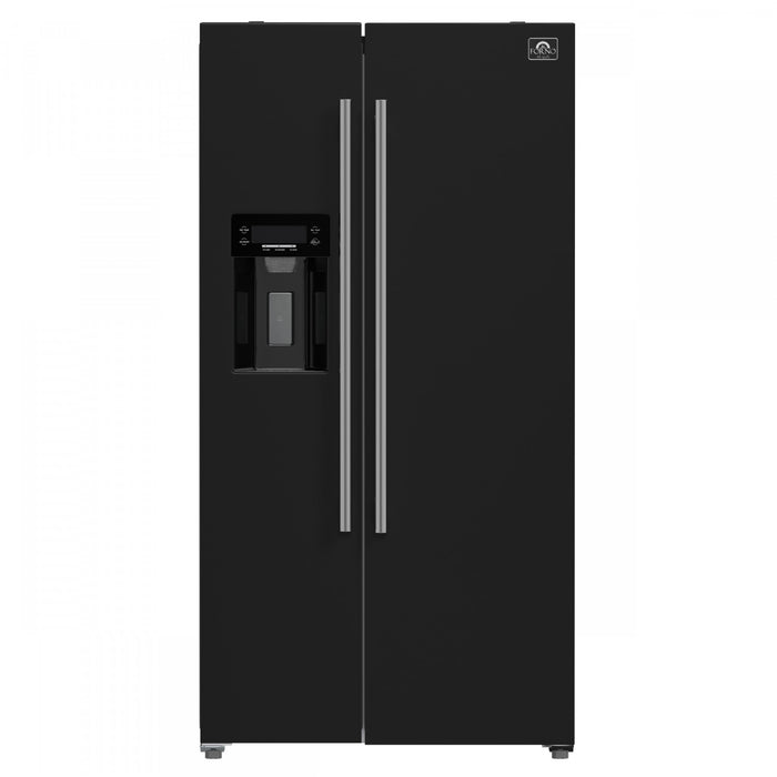 Forno Salerno 36-inch Side-by-Side Refrigerator in Black, 20 cu.ft. - FFRBI1844-36BLK
