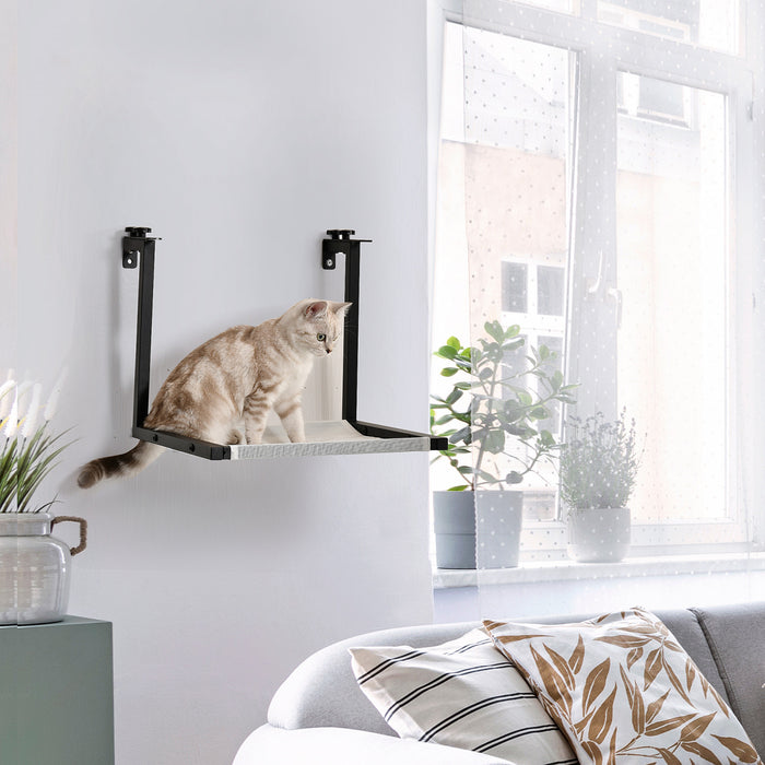Pawhut Wall Mounted Cat Shelf, Kitten Perch, Kitty Furniture With Breathable Mesh Mat For Relaxing, Sleeping - Black