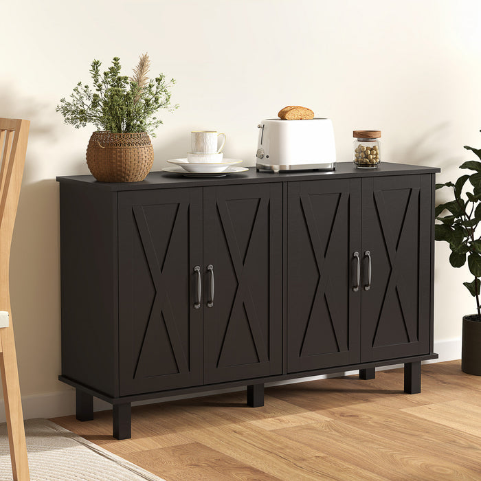 HOMCOM Coffee Bar Cabinet, Buffet Sideboard w/ Barn Doors, Adjustable Shelf