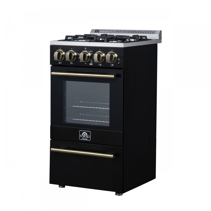 Forno Lamazze 20\" Freestanding Gas Range, Black, FFSGS6265-20BLK