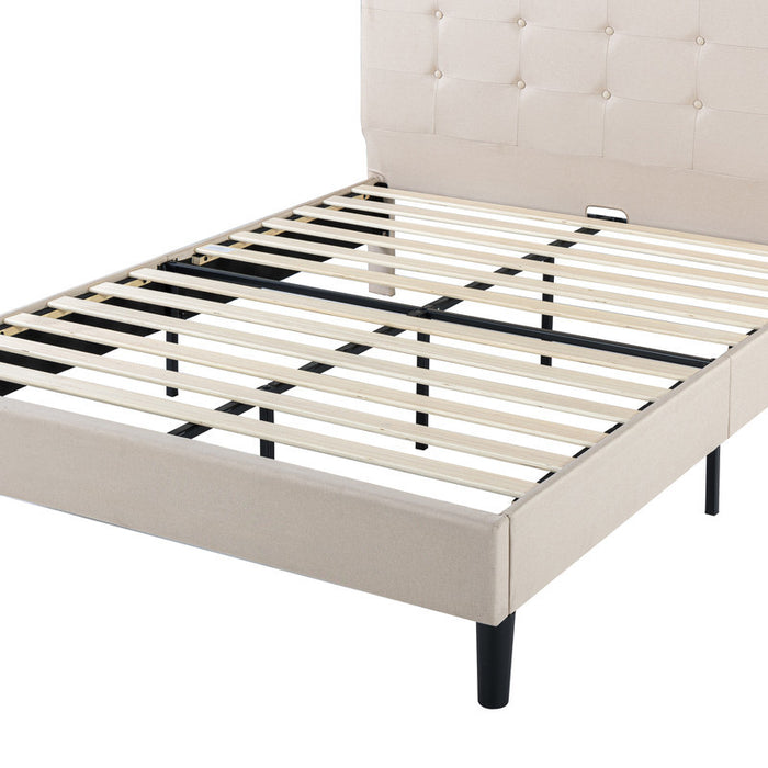 Ibidun Upholstered Platform Bed with Headboard in Beige - King Size