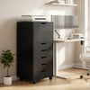 HOMCOM 5 Drawer Vertical File Cabinet with Lockable Wheels, Black