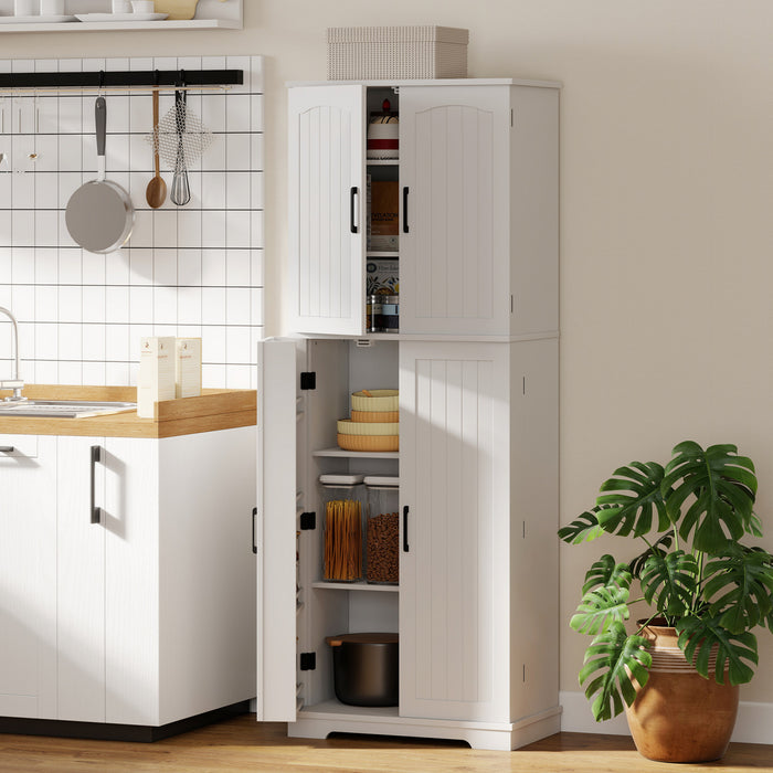 HOMCOM Pantry Cabinet, 64\" Storage Cabinet with Adjustable Shelves, White
