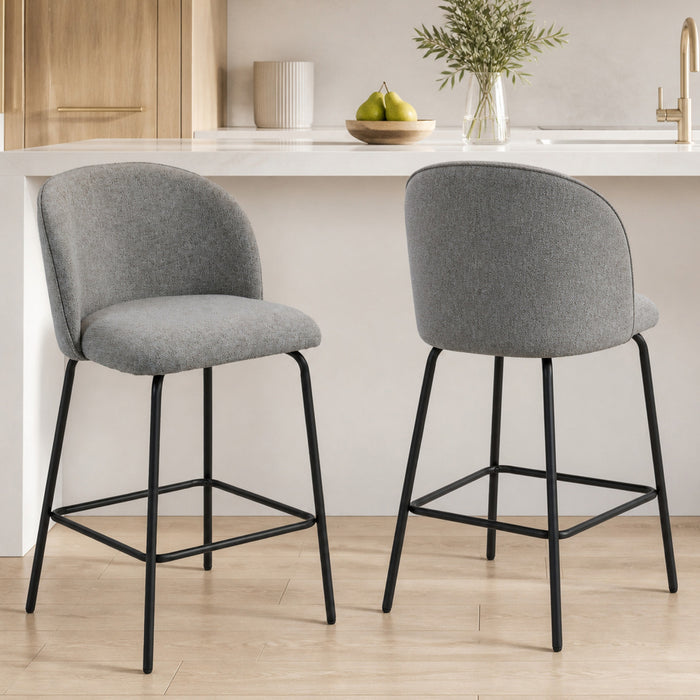 HOMCOM 27\" Counter Height Modern Bar Stools Set of 2 with Back, Dark Grey