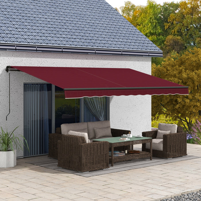 Outsunny 15' X 10' Patio Retractable Awning Sunshade Shelter, Wine Red