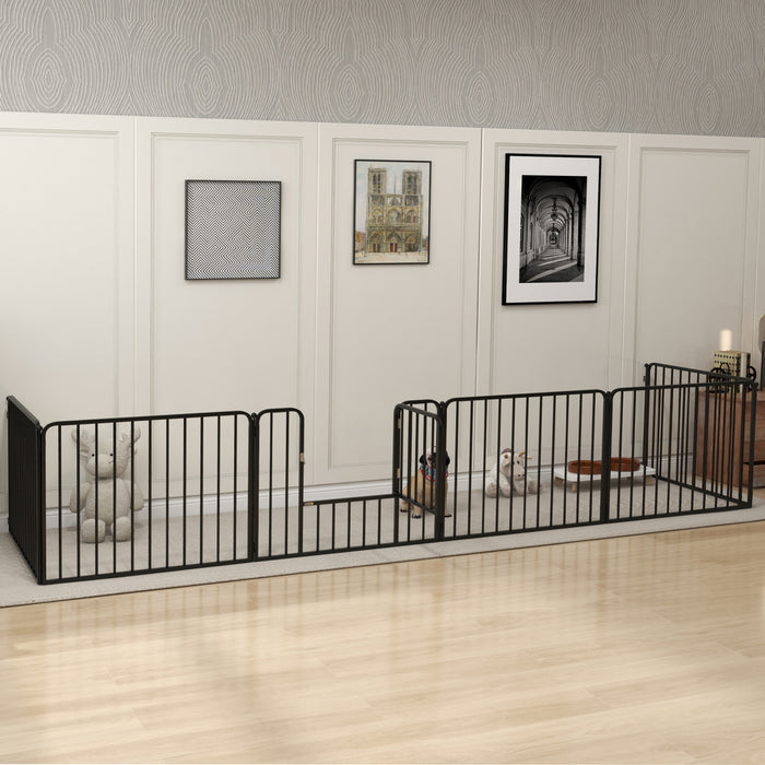 Pawhut Heavy Duty Dog Playpen, 6 Panels 24\" Height Steel Pet Puppy Exercise Pen, Diy Design, Outdoor Indoor, For Small Dogs