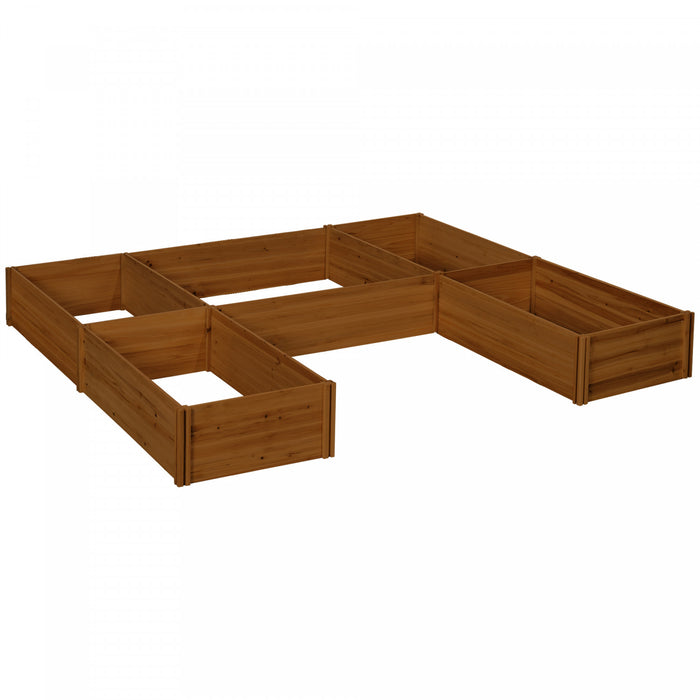 Outsunny DIY 5-box Raised Garden Bed Outdoor Flower Bed Set, Brown