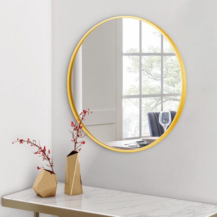 Arcus 36\" X 36\" Hand Crafted Round Mirror - Gold
