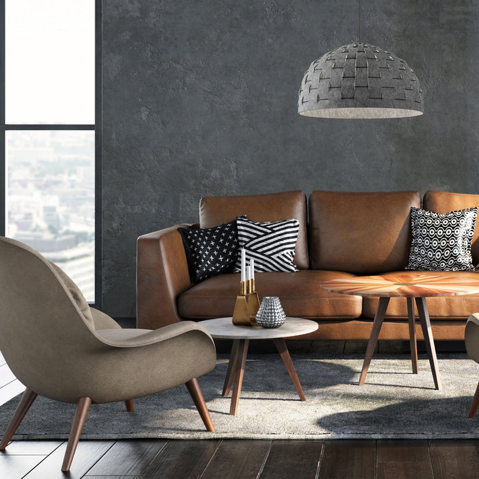 Dainolite Priscilla 1 Light Pendant Matte Black Grey Felt Shade Lamp