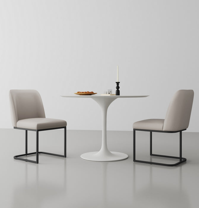 Serena Modern Metal Vegan Leather Dining Chair in Light Gray - Set of 2