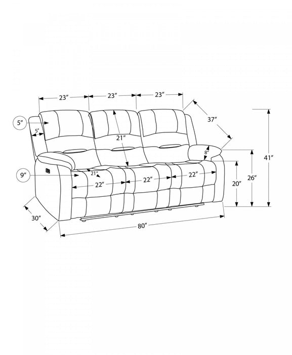 Small 3-Seater Power Reclining Upholstered Sofa, 70\" Wide,Usb Port Included, Beige Fabric Recliner