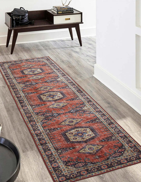 Tracy Traditional 2'3\" x 8'0\" Runner Rug in Orange Indoor Area Rug