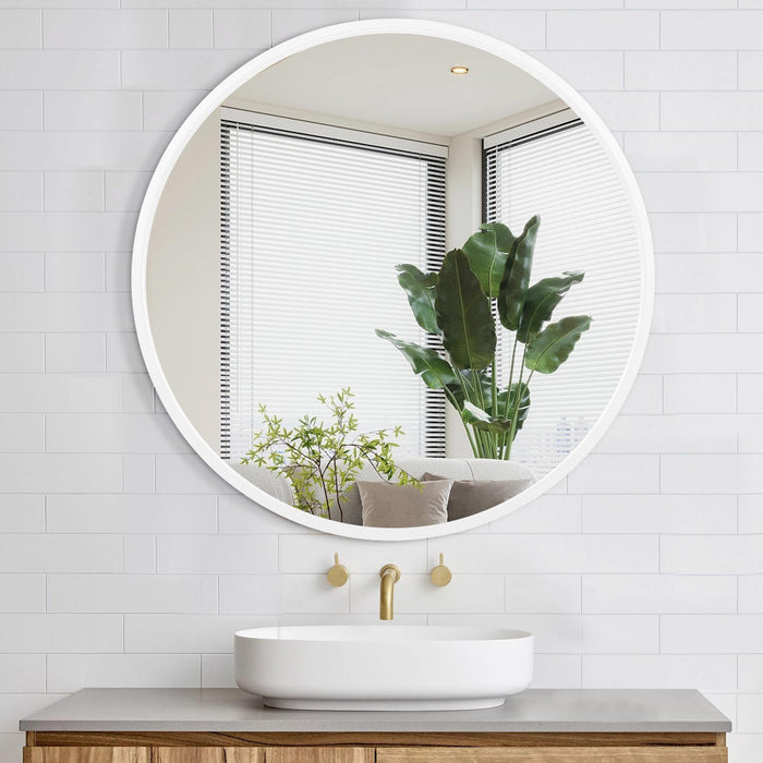 Arcus 24\" X 24\" Hand Crafted Round Mirror - White