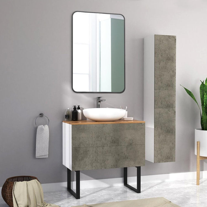 Arcus 30\" X 40\" Hand Crafted Rectangular Round Mirror - Black