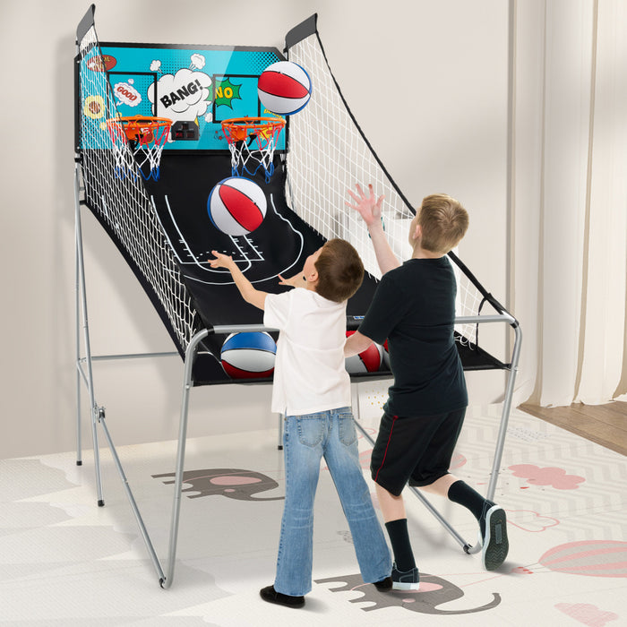 Costway Dual Shot Basketball Arcade Game With 8 Game Modes Electronic Scoring Green
