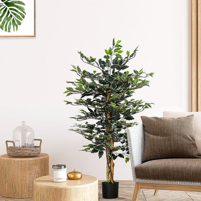 HOMCOM 4.3FT Artificial Ficus Tree for Indoor Decoration