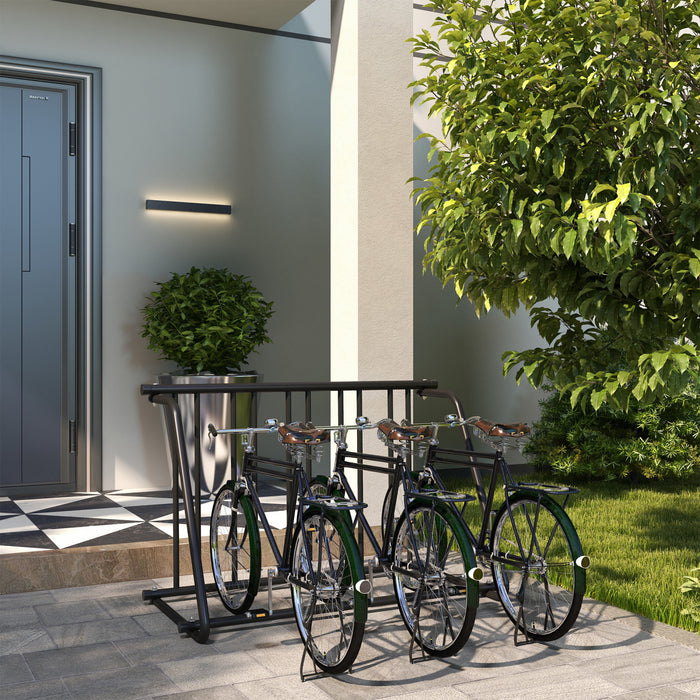 Soozier Single-sided Bike Rack Stand With 3-bike Capacity, Black