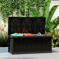 Outsunny 70 Gallon Deck Box, Resin Outdoor Storage Box With Handles, Black