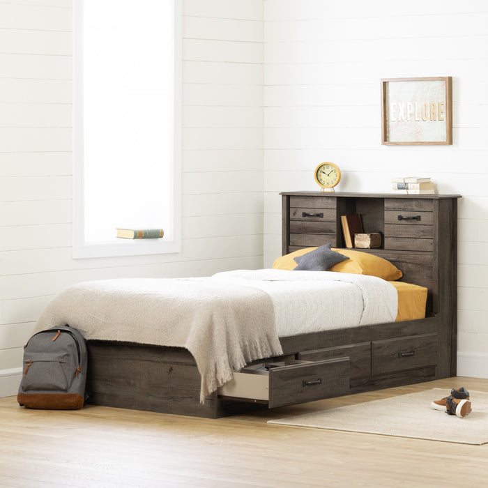 Ulysses Storage Bed And Bookcase Headboard Set Fall Oak - South Shore