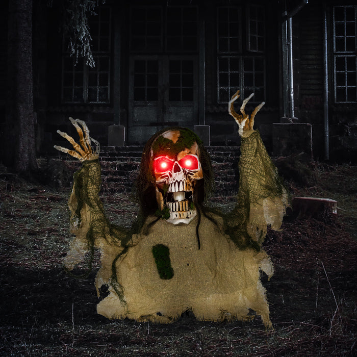 Outsunny Halloween Animated Skeleton, Half-body Scary Halloween Decorations