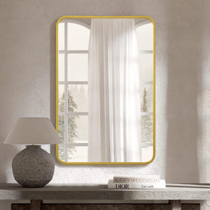 Arcus 30\" X 40\" Hand Crafted Rectangular Round Mirror - Gold