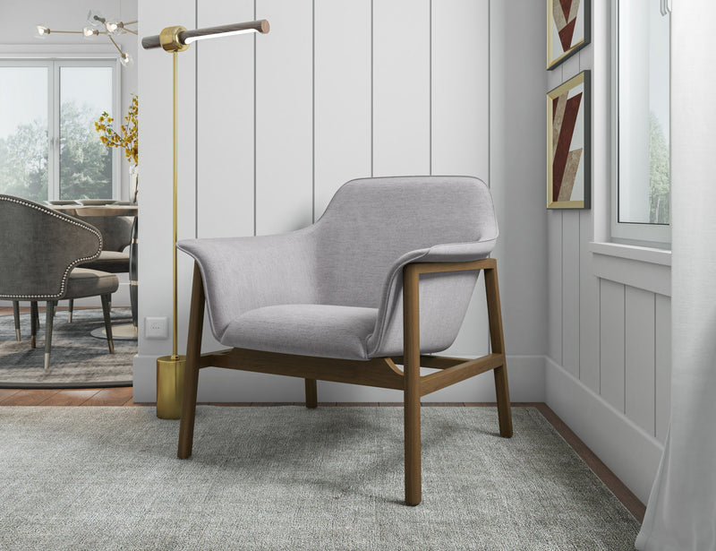 Miller Mid-Century Modern Linen Weave Accent Armchair in Gray - Set of 2