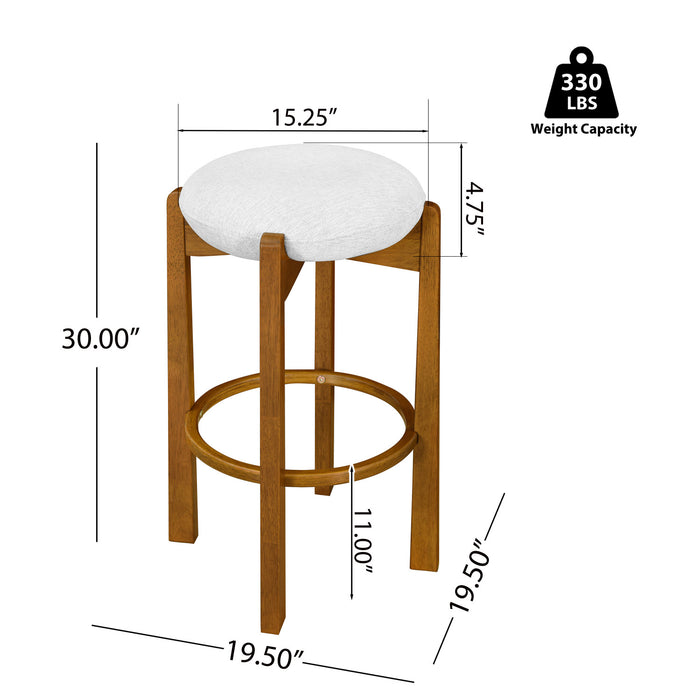 Olivia Rubberwood Indoor Round Seat Bar Stool Set of 2 with Durable Frame and Fabric