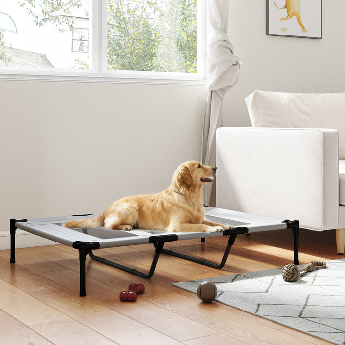 PawHut Elevated Dog Bed, Raised Dog Cot for XL Sized Dogs, Indoor & Outdoor, 48\" x 36\" x 9\", Light Grey