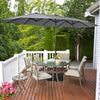 Costway 15FT Double-Sided Twin Patio Umbrella Outdoor Market W/ Crank & Base Grey