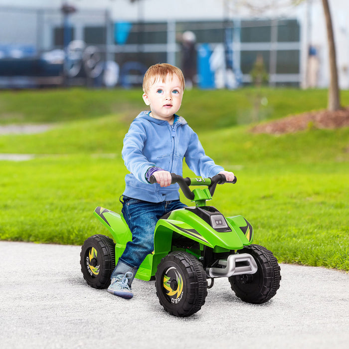 Aosom Kids Atv, 6v Battery Powered Ride-On Electric Car For Kids, Toddler Quad 4 Wheeler With Forward, Reverse Switch, For Boys Girls 18-36 Months, Green