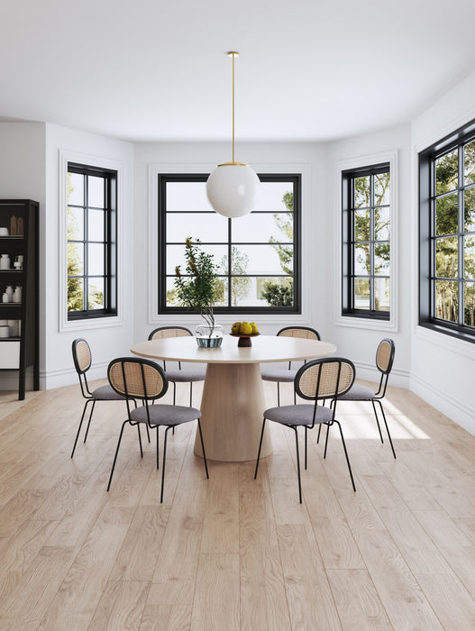 Jardin Industry Chic Cane Back Upholstered Dining Chair in Black and Gray - Set of 4