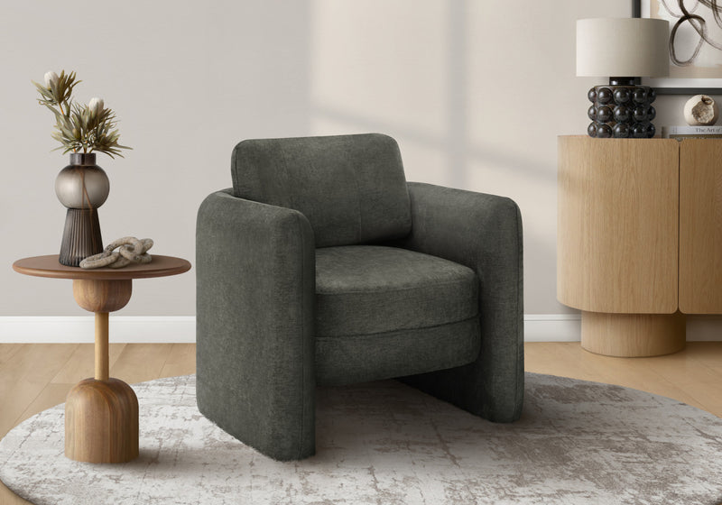 Monarch Specialties - Accent Chair, 32\"H, Upholstered, Living Room, Bedroom, Dark Grey Fabric, Contemporary