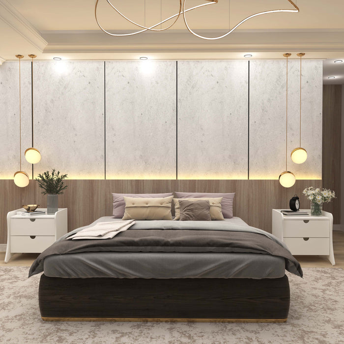 Coney Mid-Century Modern 20\" Nightstand in White (2-Drawer) - Set of 2