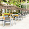 Costway 10' Hanging Solar LED Umbrella Patio Sun Shade Offset Market W/ Base Tan
