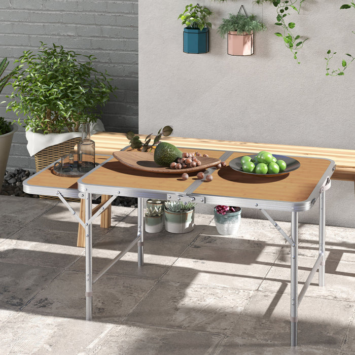 Outsunny 3ft Picnic Table with Slide Shelf Portable Aluminum Folding Table