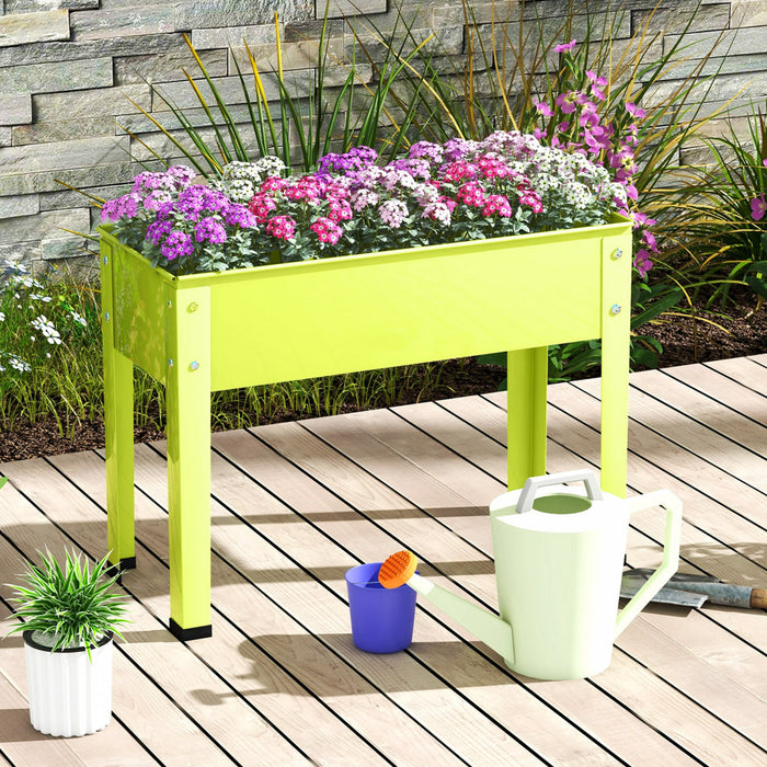Costway 24\" Raised Garden Bed With Legs Metal Elevated Planter Box Drainage Hole Backyard Green