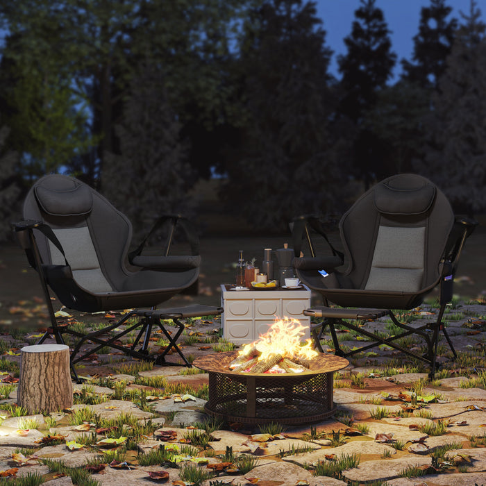 Outsunny Hammock Camping Chair Set Of 2 With Adjustable Back, Cup Holder