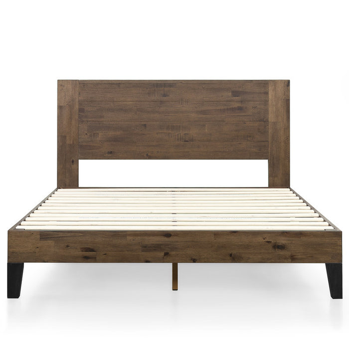 Tonja Wood Platform Bed with Headboard in Brown - King Size