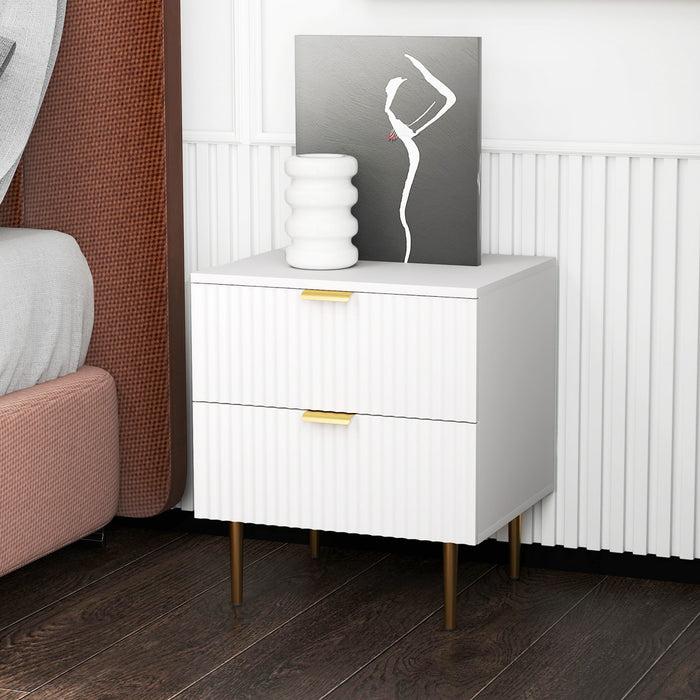 HOMCOM Nightstand, Bedside Table, Side End Table with 2 Drawers, White