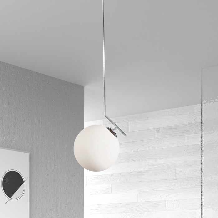 Dainolite Orion 1 Light Pendant Polished Chrome Finish White Glass Lamp