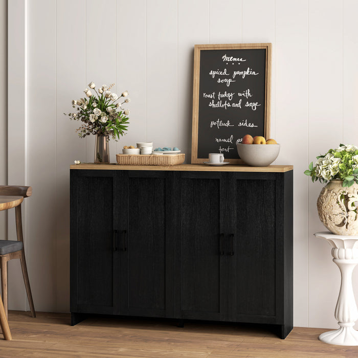 HOMCOM Modern Sideboard Buffet Cabinet with Adjustable Shelves Black