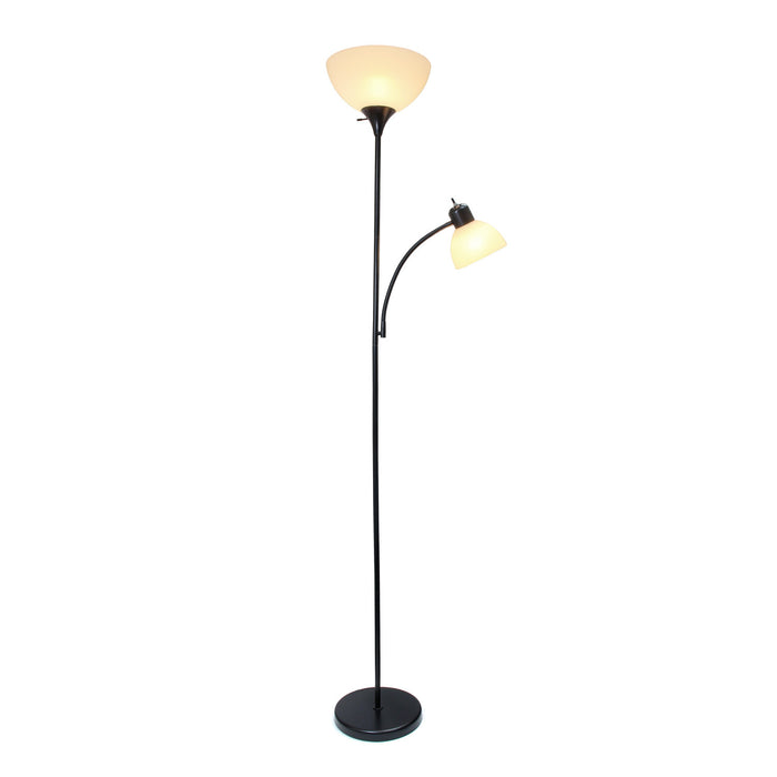Ardelo Floor Lamp w/ Gooseneck Reading Light, Onyx, 71.5\"H