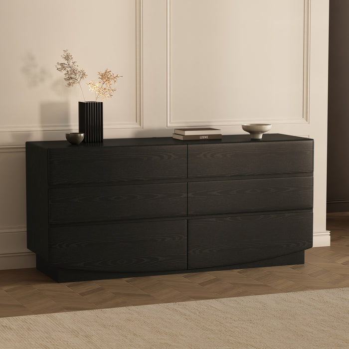 Ardea Contemporary 72\" Dresser in Black (6-Drawer)