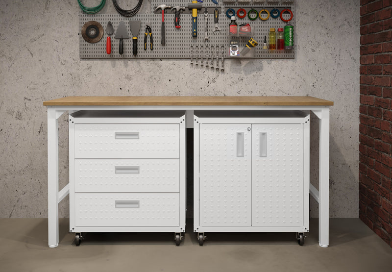 Fortress Modern 3-Piece Garage Set in White Garage Storage