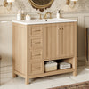 Oakmere 36 Inch Single Sink Bathroom Vanity with Two Doors and Two Drawers, Natural Wood | Oakmere Meuble-Lavabo Simple 36 po avec Deux Portes et Deux Tiroirs, Bois Naturel