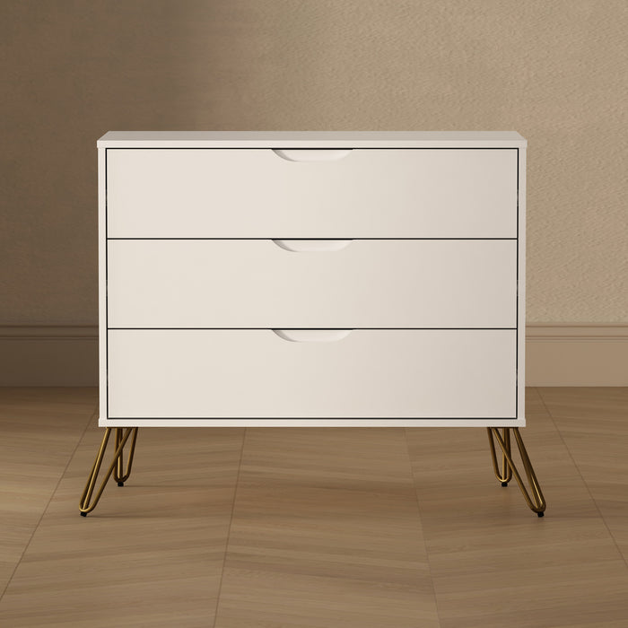 Avira Mid-Century Modern 35\" Dresser in White (3-Drawer)