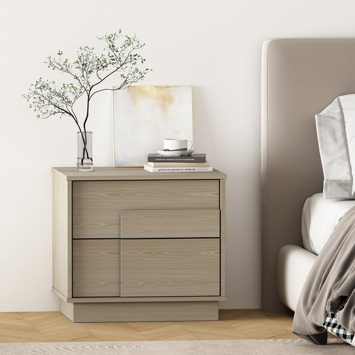 Horizon Modern 22\" Nightstand in Whitewashed Oak (2-Drawer)