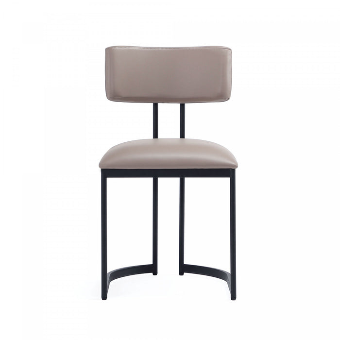 Juno Contemporary Modern Vegan Leather Metal Side Chair in Taupe - Set of 2